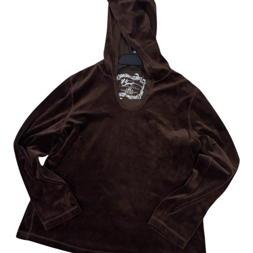 Women's Luxurious Brown Velvet Hoodie